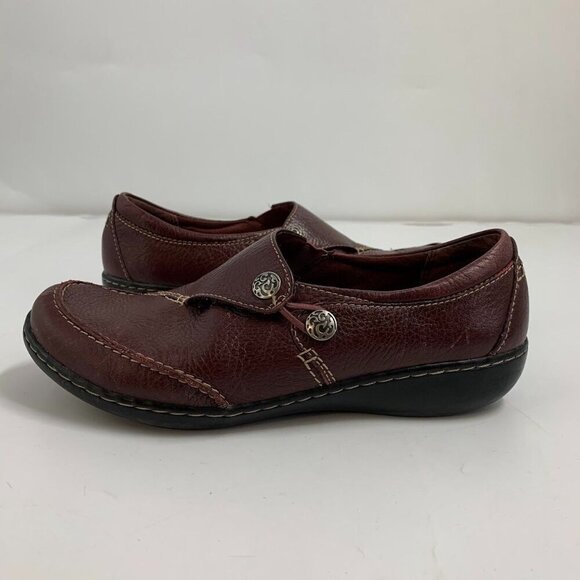 Clarks Women's Hope Roxanne Leather Button Close Comfort Loafer Size 9.5 - Picture 5 of 15
